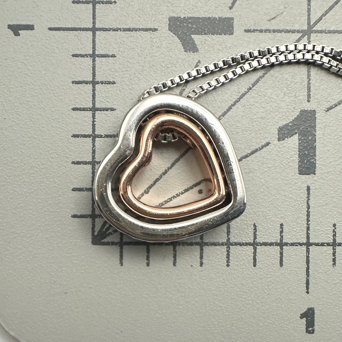 925 sterling silver rose gold cubic zirconia 18” double heart pendant necklace