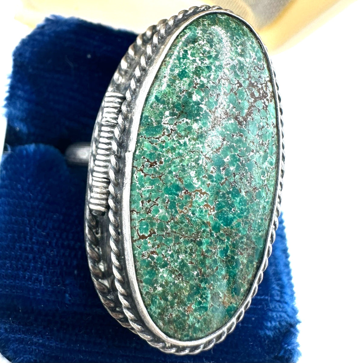 Vintage 925 sterling silver genuine green turquoise poison locket ring size 6
