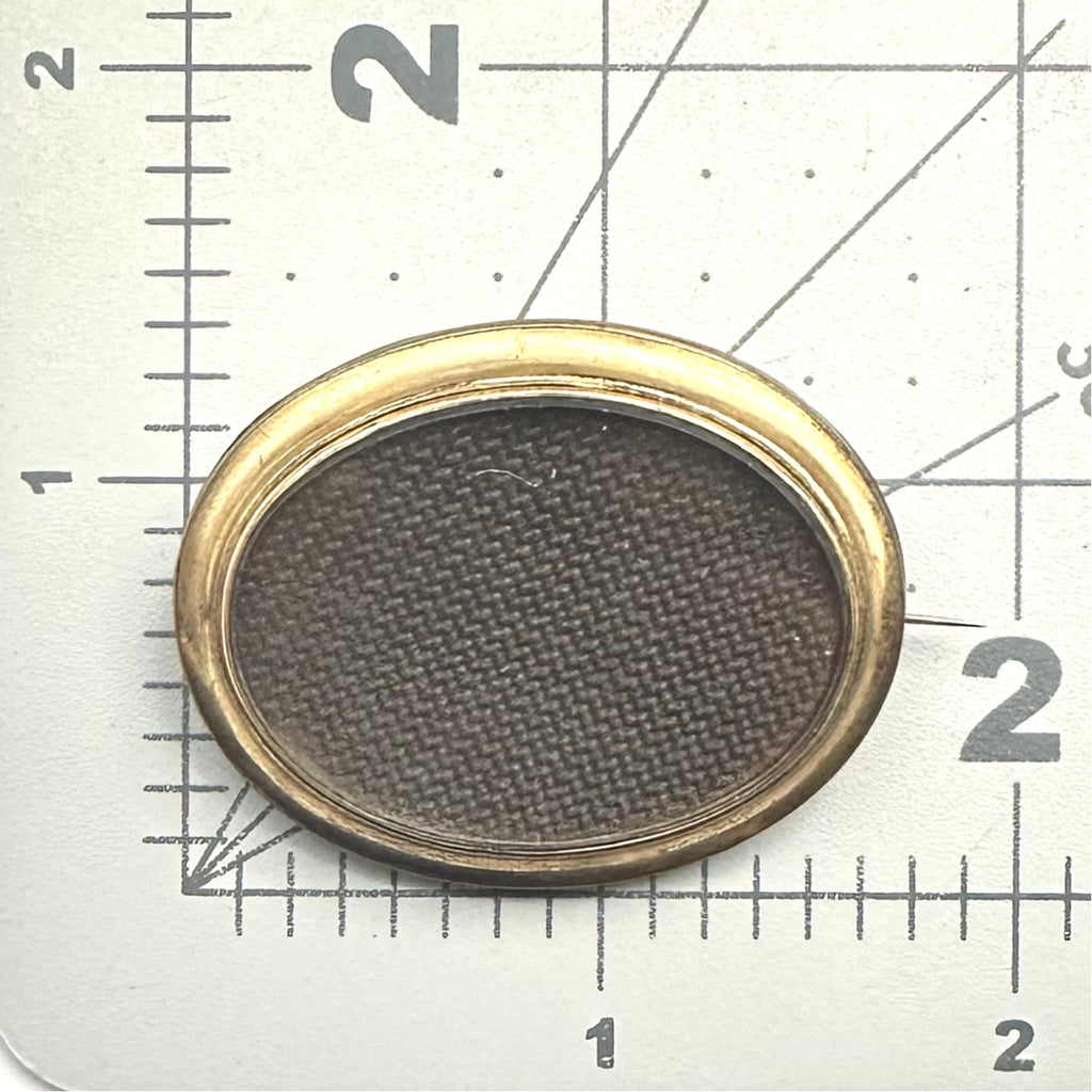 Antique Victorian gold filled woven brown hair mourning sentimental brooch pin
