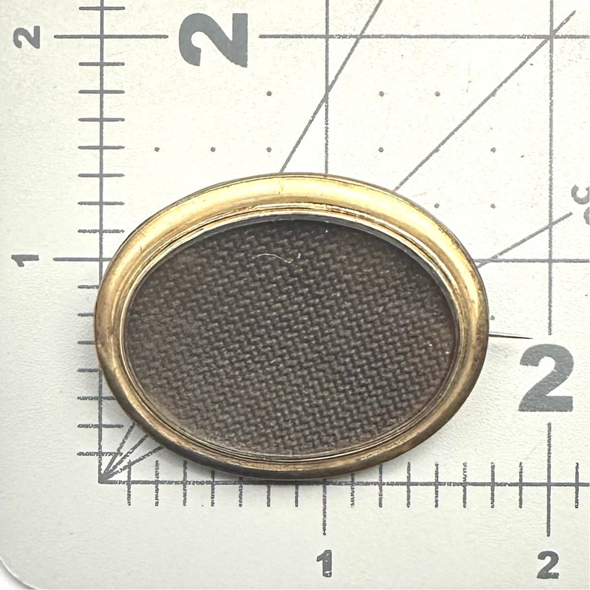 Antique Victorian gold filled woven brown hair mourning sentimental brooch pin