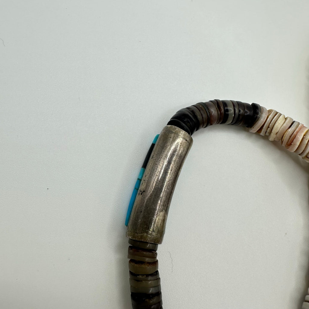 Native American Santo Domingo vintage sterling heishi turquoise beaded necklace