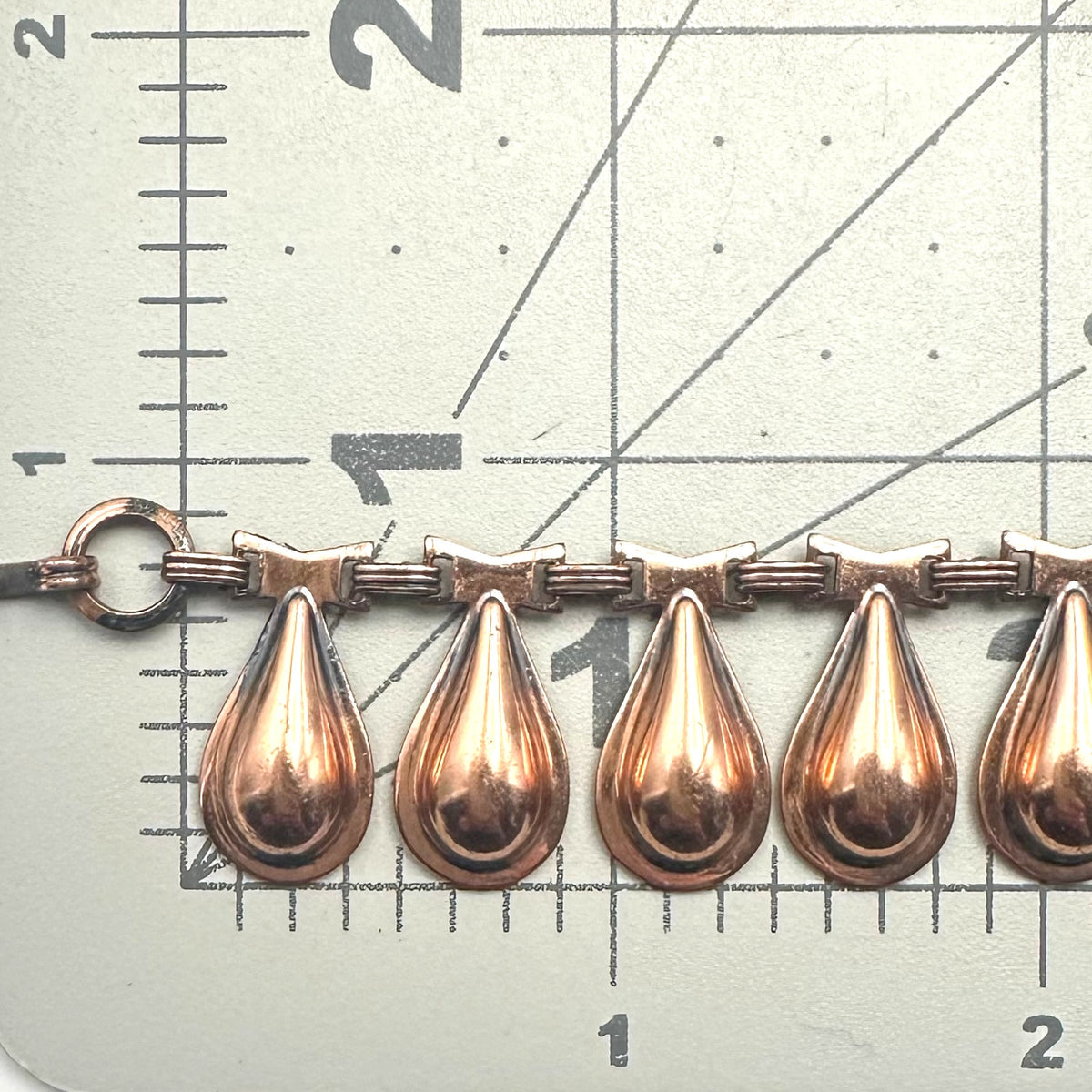 Ramé vintage solid copper modernist teardrop necklace clip on earrings set