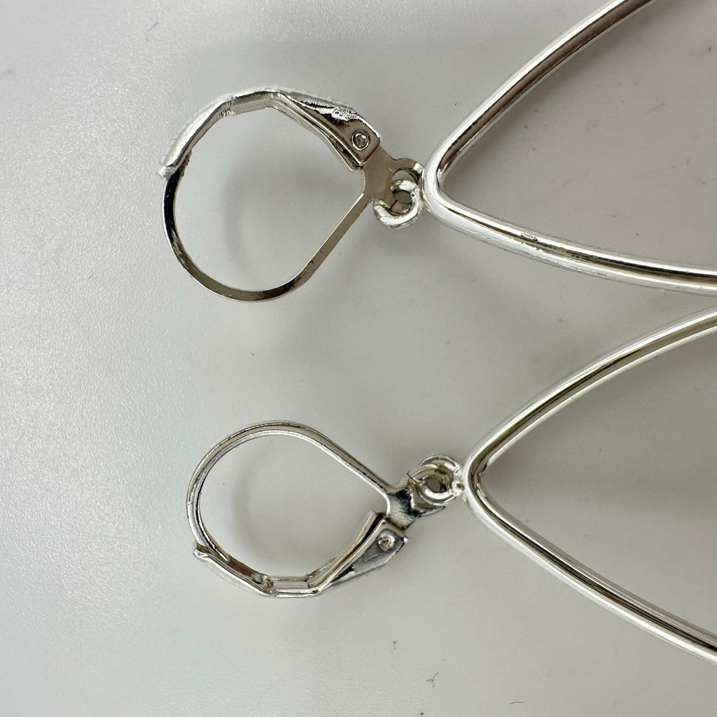 Joan Rivers signed silver tone dangle drop ball statement hook earrings