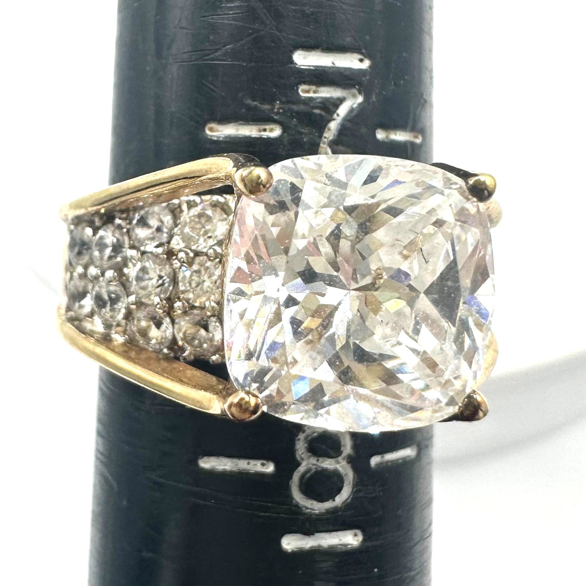Key Star 925 sterling silver gold vermeil cubic zirconia cocktail ring size 7.5