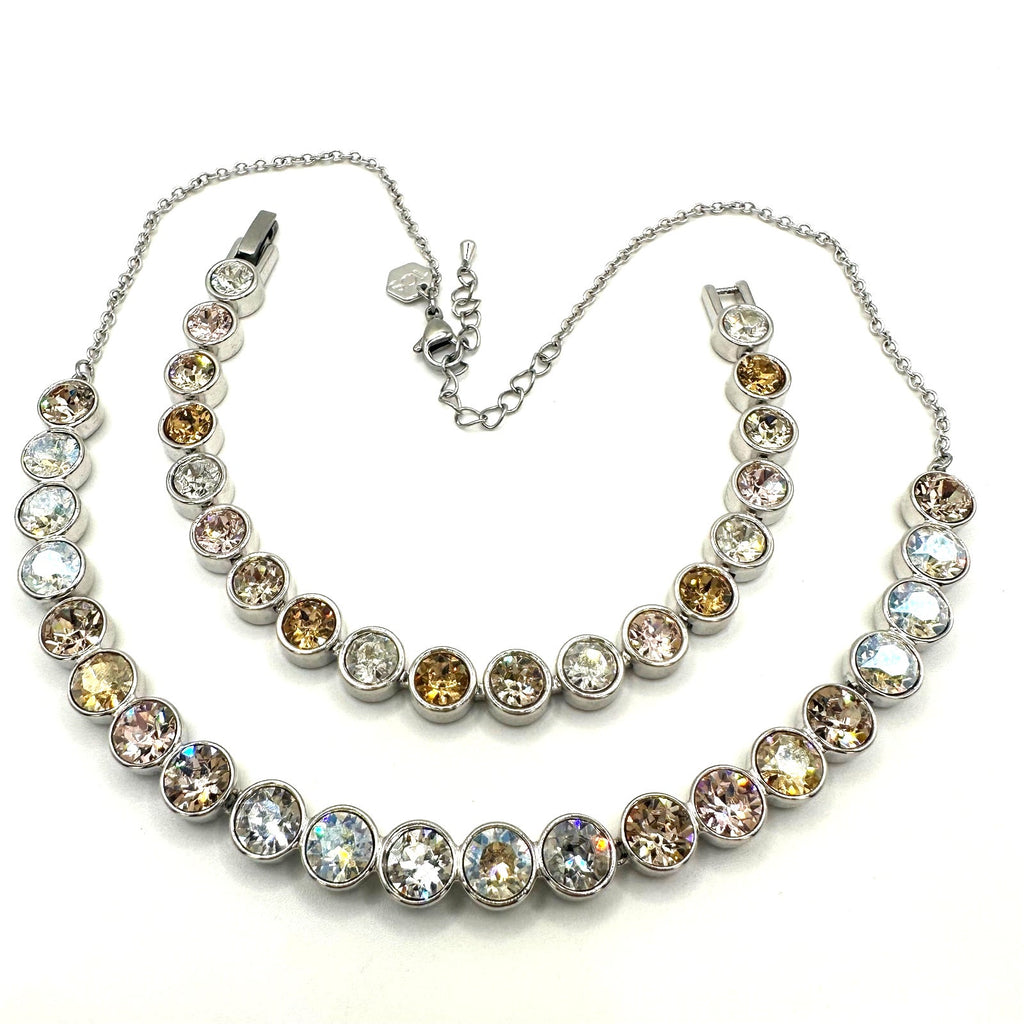 Touchstone Swarovski silver tone Austrian crystals necklace bracelet set