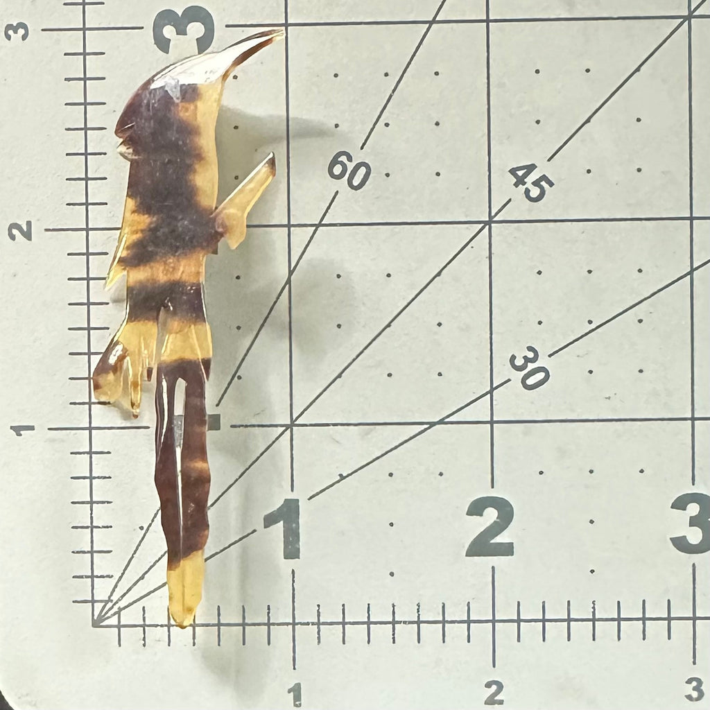 Antique vintage "faux" tortoise shell tortoiseshell carved bird brooch pin