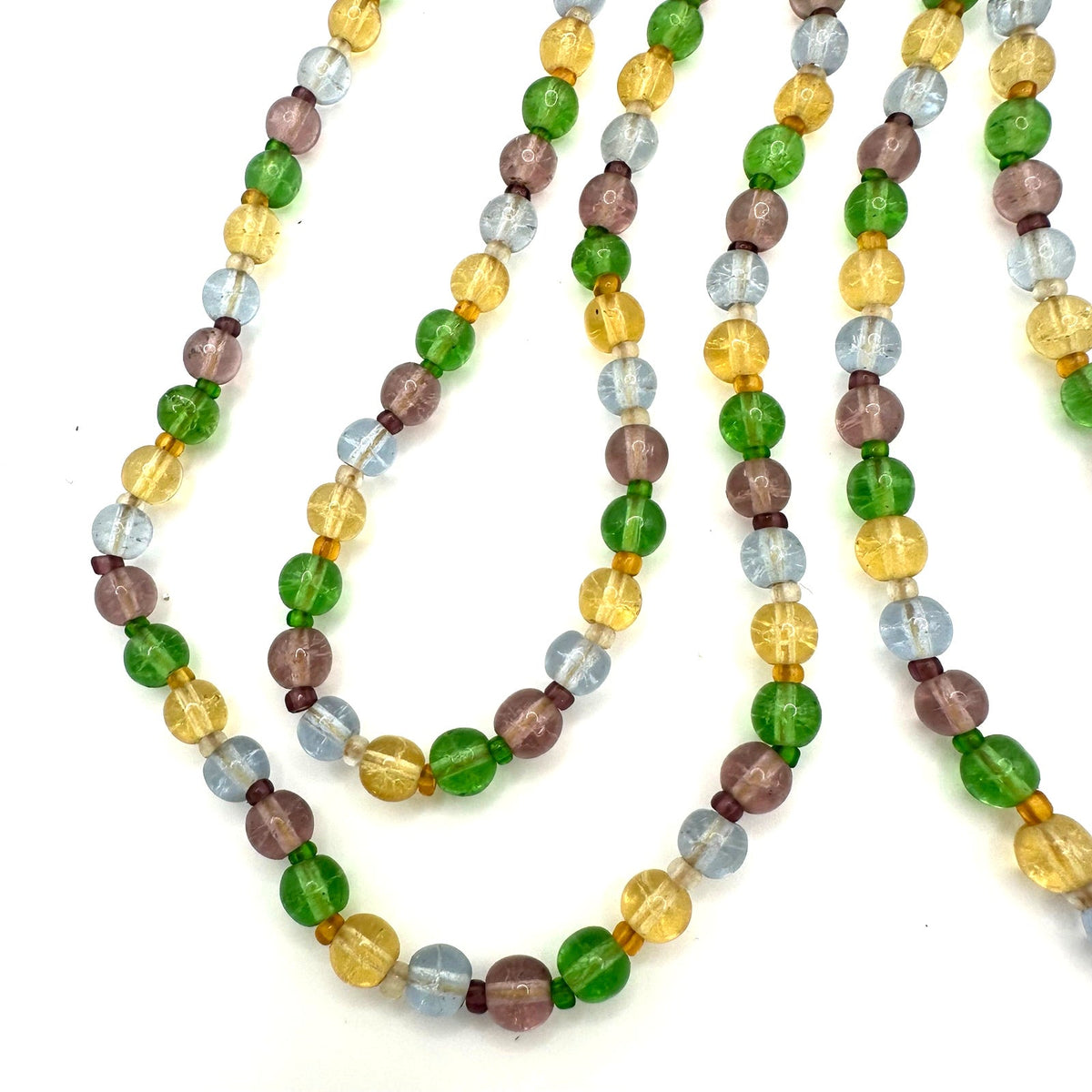 1940s vintage retro extra long 60” multicolor Czech art glass beaded necklace
