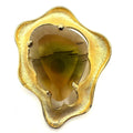BSK vintage gold tone topaz brown green givré glass massive rhinestone brooch