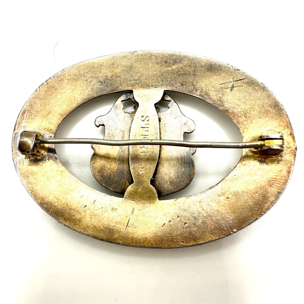 Antique 1900s sterling silver Tennessee Coat of Arms enamel sash pin brooch