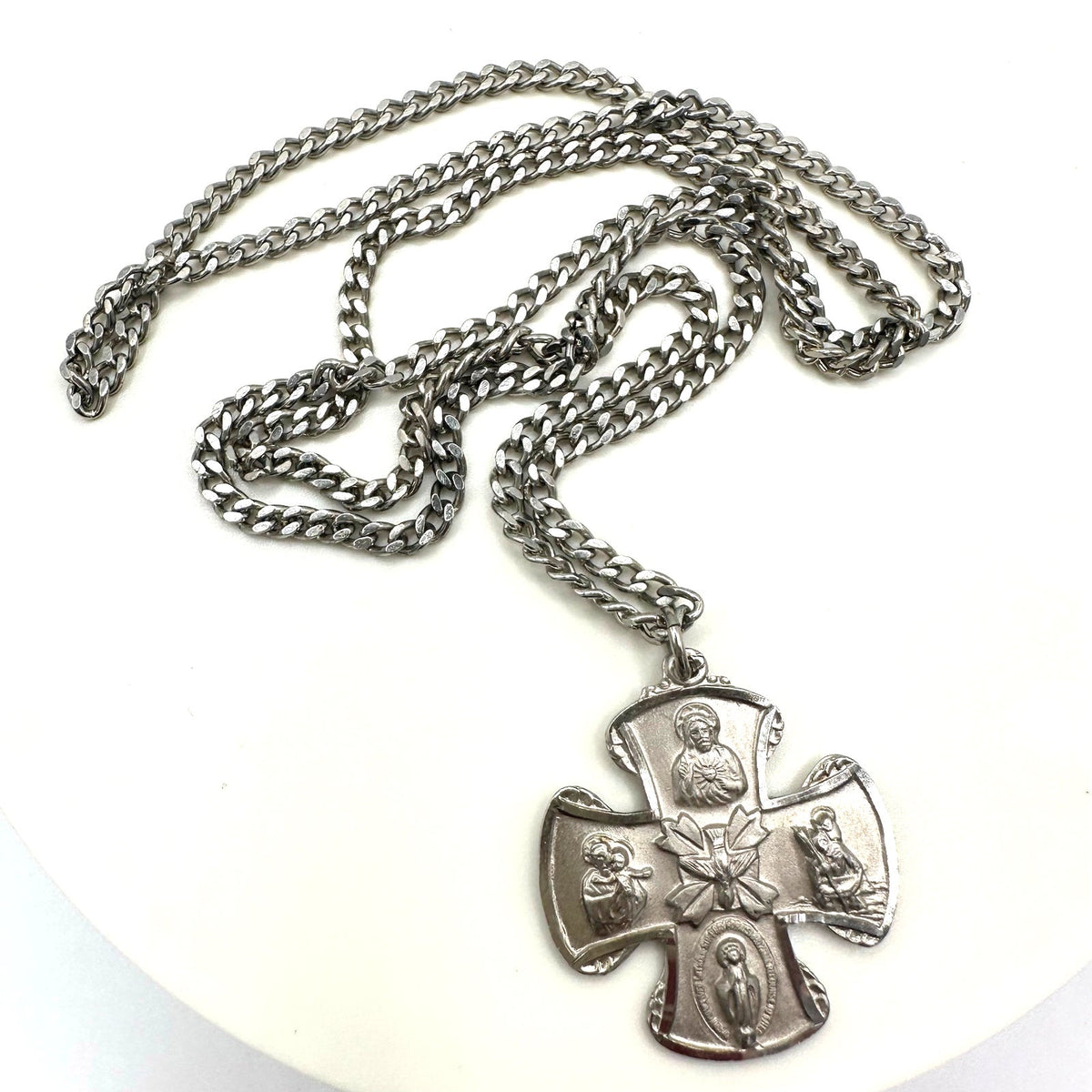 Chapel 1940s vintage sterling filled Catholic military medal pendant necklace