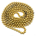 Antique Art Deco 1930s gold tone brass 6mm ball beads pull chain 59” necklace