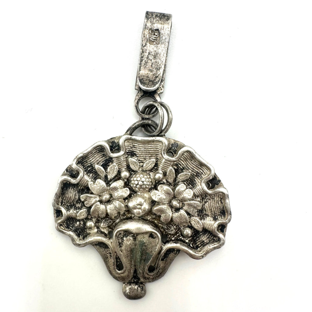 Antique chatelaine Autrian Empire pre-1867 solid 800 silver clothing clip