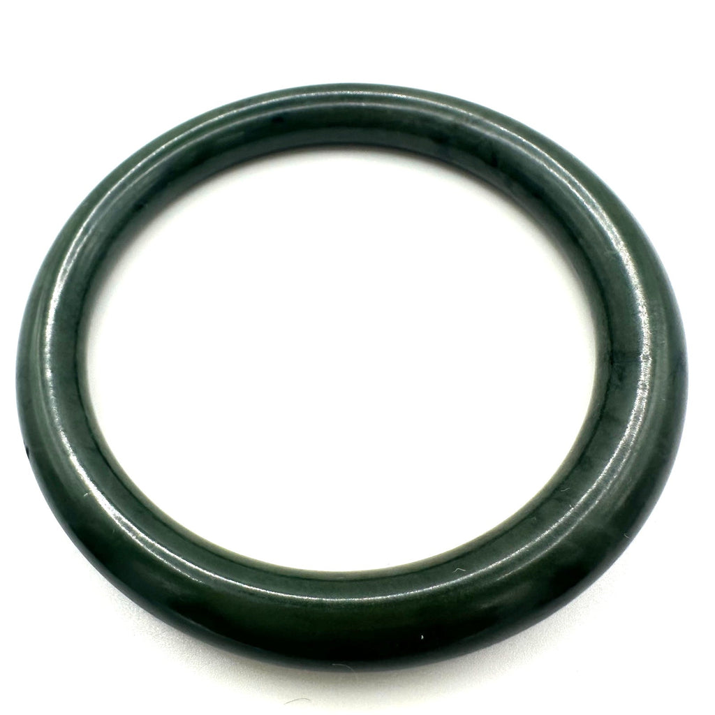 Vintage Chinese dark green genuine nephrite jade bangle bracelet 7.85" 40g