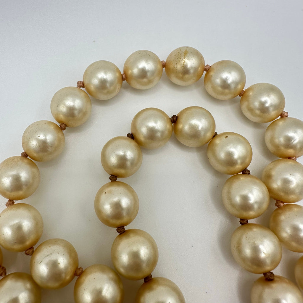 Vintage antique high quality plastic faux pearls extra long 60” beaded necklace