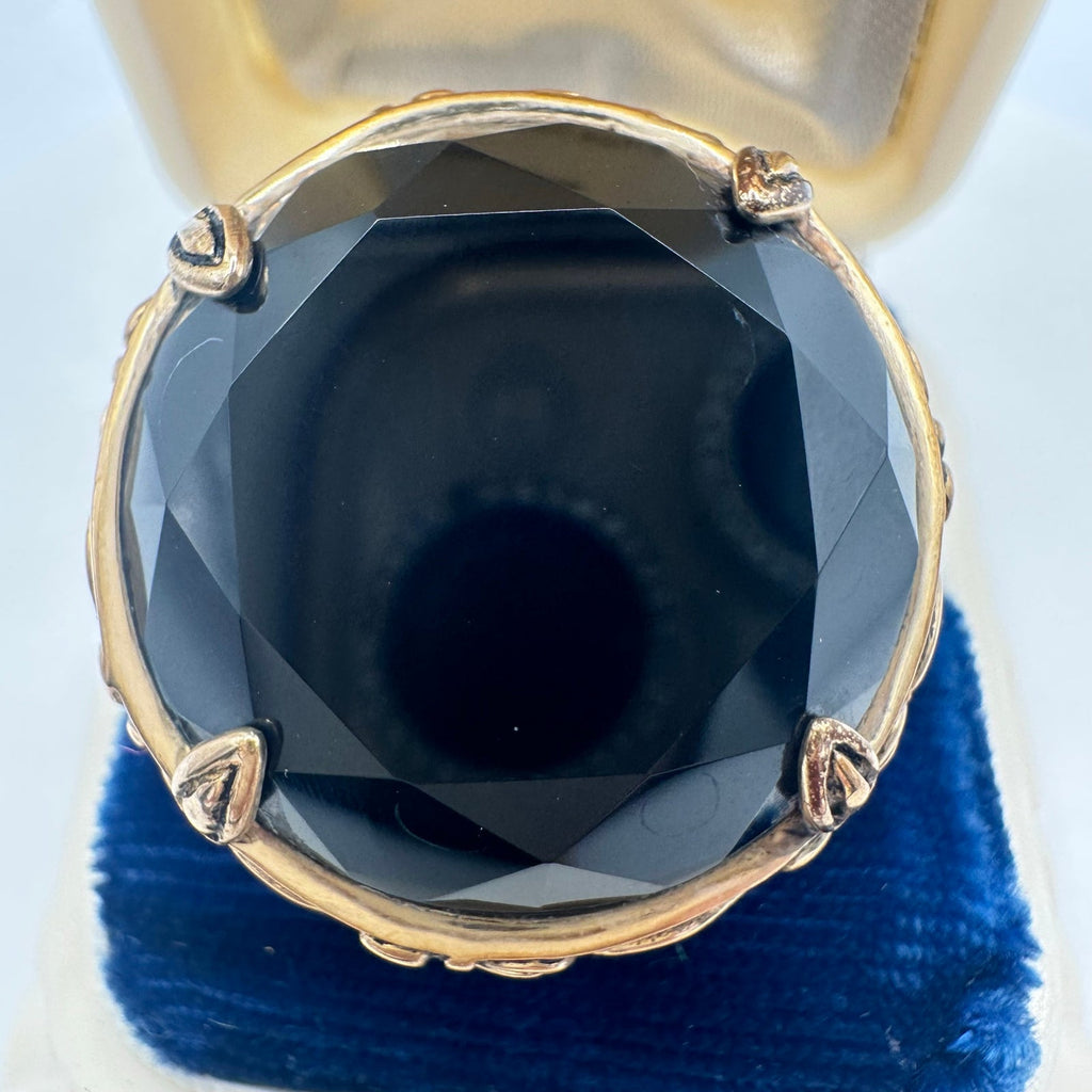 Barse Thailand rose gold tone massive 24mm black CZ cocktail ring size 7.25