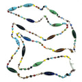 Antique Art Deco Czech art glass multicolor beads beaded brass 51" necklace
