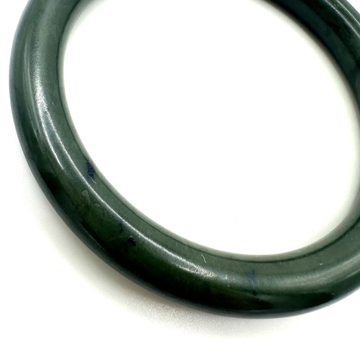 Vintage Chinese dark green genuine nephrite jade bangle bracelet 7.85" 40g