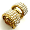 Givenchy vintage 80s 90s gold plated faux pearl half hoop hoops clip on earrings