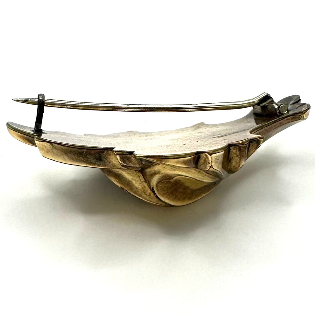 Antique Victorian 1800s gold filled 3D embossed leaves brooch pin 4.88 grams
