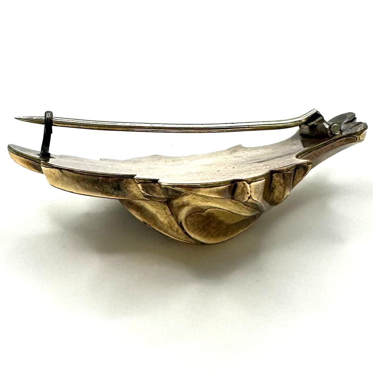 Antique Victorian 1800s gold filled 3D embossed leaves brooch pin 4.88 grams