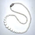 Antique Art Deco white milk glass beads beaded graduated 16” necklace
