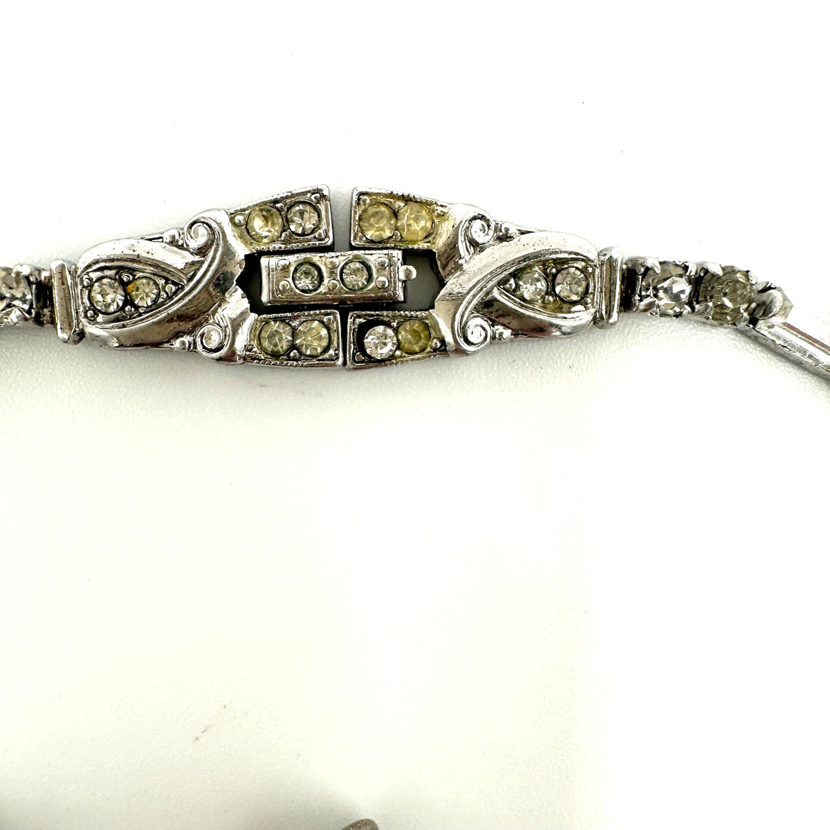 Phyllis vintage sterling silver clear rhinestones necklace earrings set