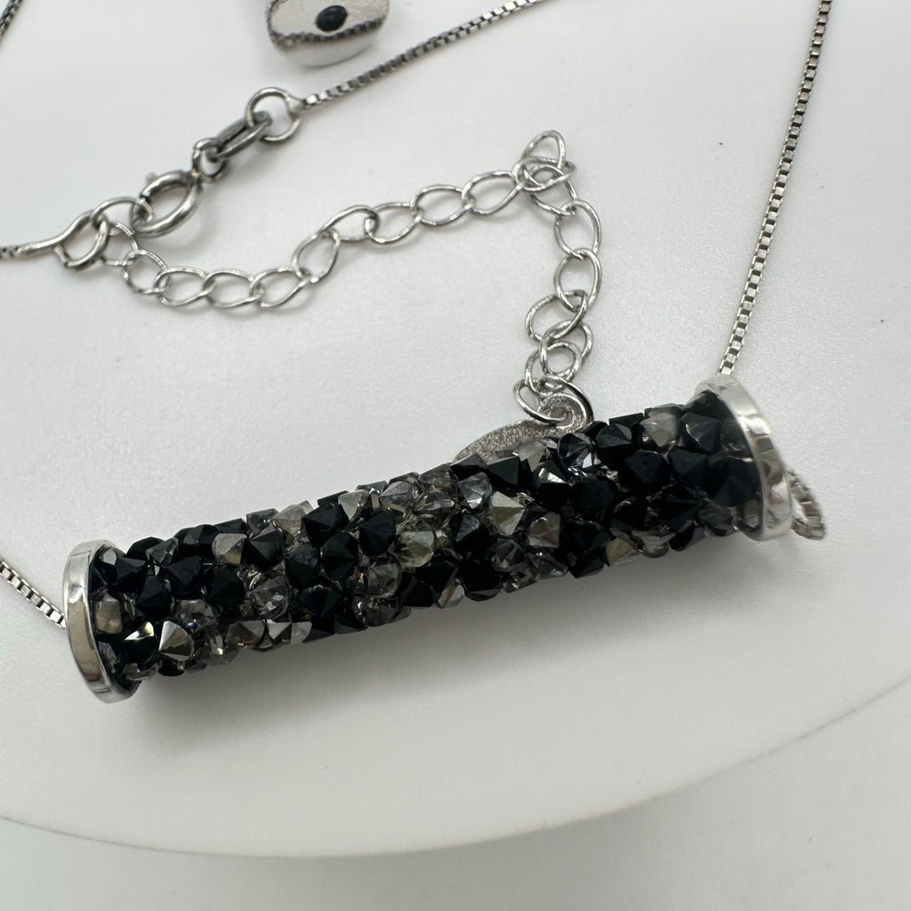 925 sterling silver Swarovski crystals tubes 18.75" necklace hook drop earrings