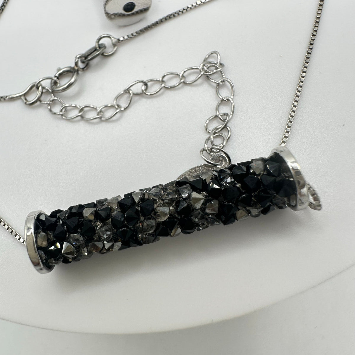 925 sterling silver Swarovski crystals tubes 18.75" necklace hook drop earrings