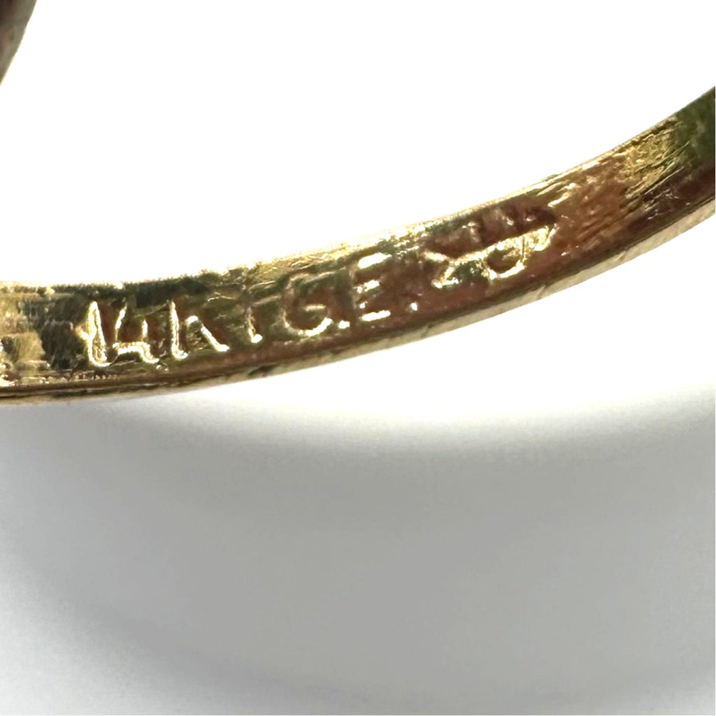 Uncas signed vintage 14KT GE yellow gold electroplated 5 hearts dainty ring 6.5