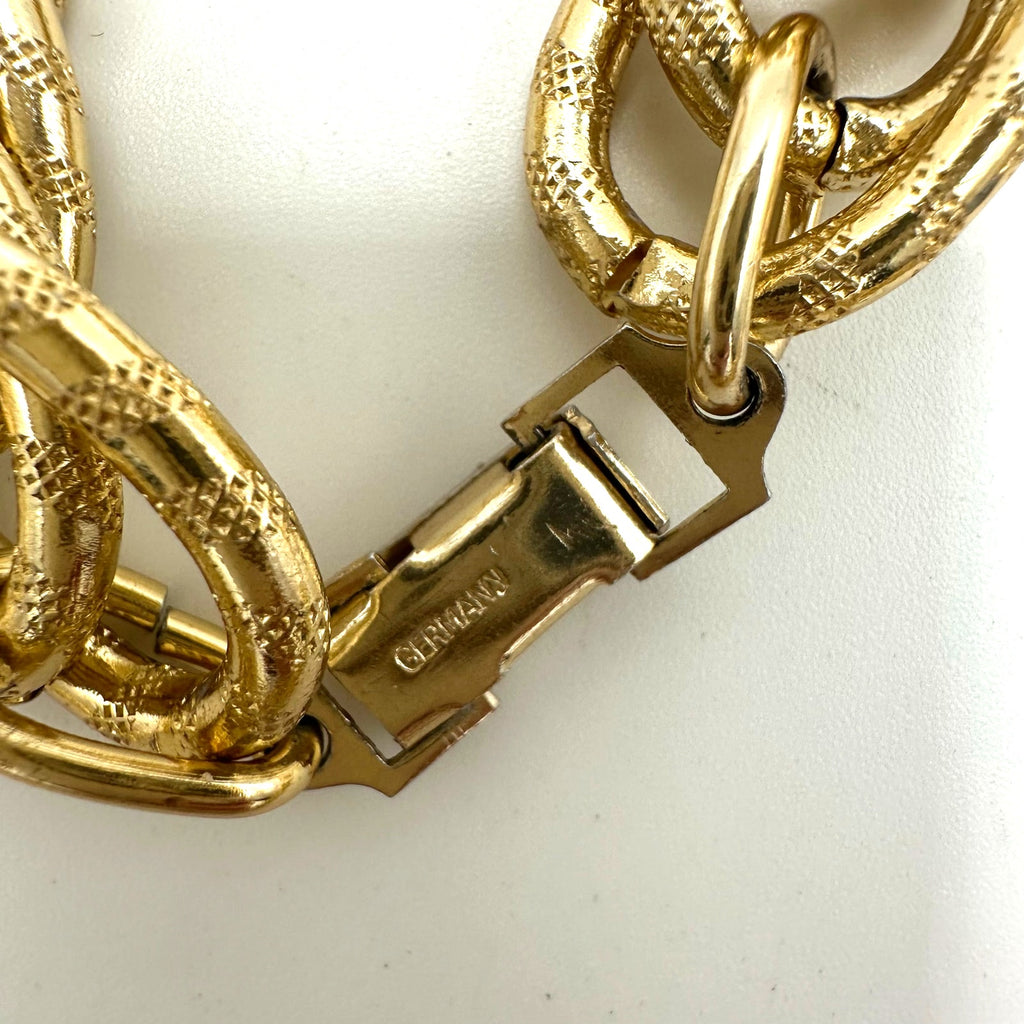 Germany signed vintage gold tone chunky twisted chain statement 24” necklace