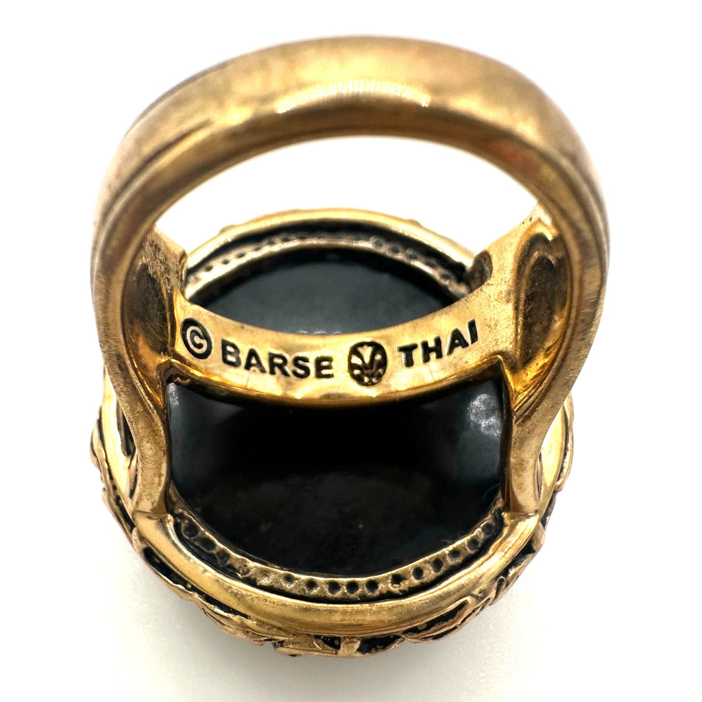 Barse Thailand rose gold tone massive 24mm black CZ cocktail ring size 7.25