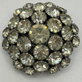 1950s vintage silver tone clear rhinestones sawtooth prong round domed 3D brooch