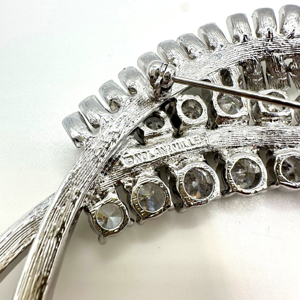 Nolan Miller vintage large silver tone clear CZs baguettes rhinestones brooch