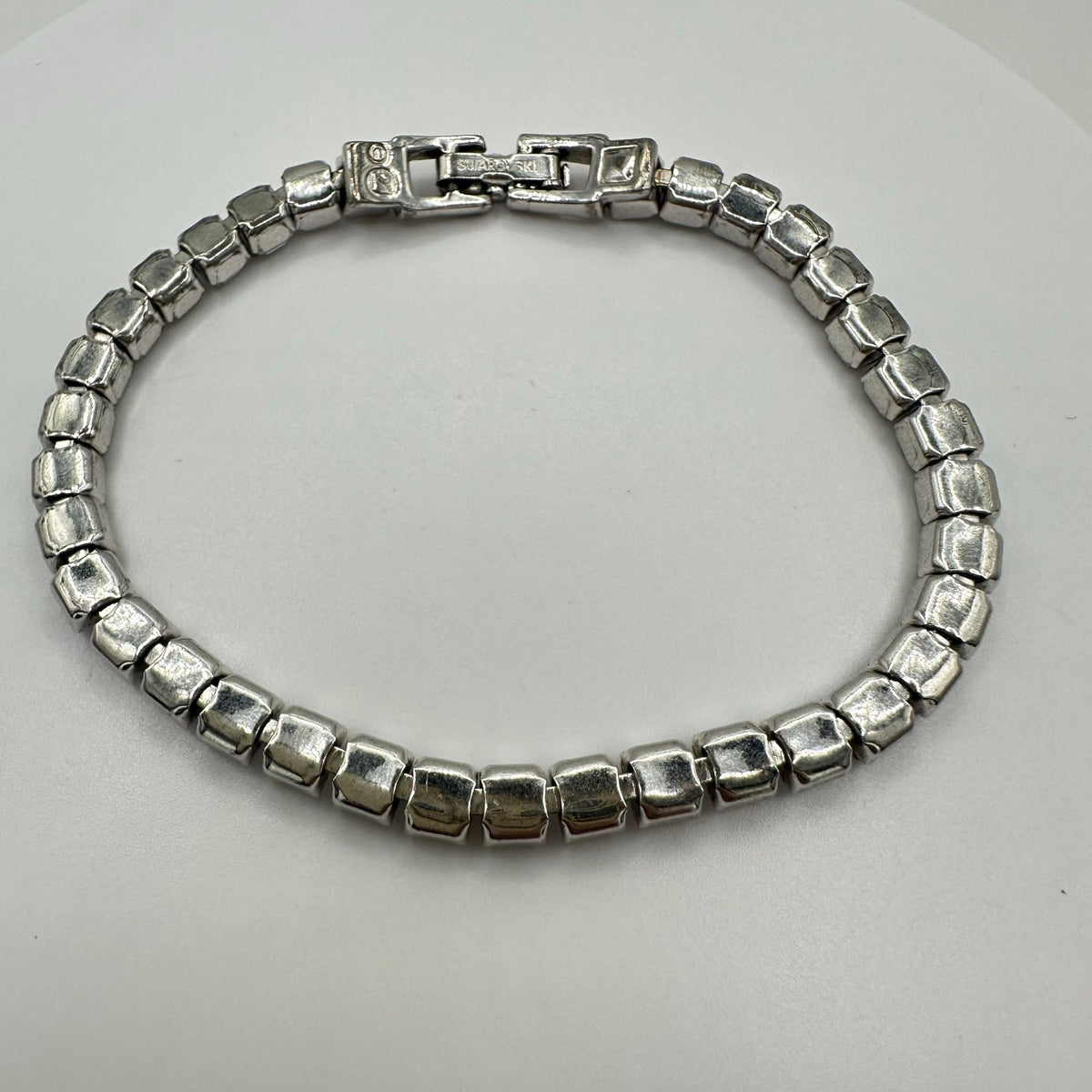 Swarovski clear princess cut Austrian crystals rhodium plated tennis bracelet