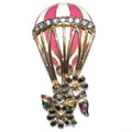 Butler vintage gold silver tone pink enamel hot air balloon rhinestones brooch