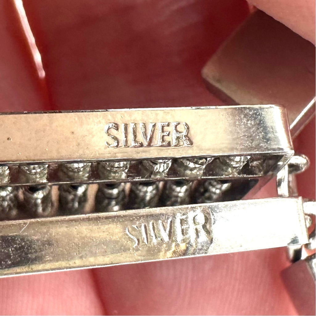 Vintage sterling silver articulated working abacus dangle screw back earrings