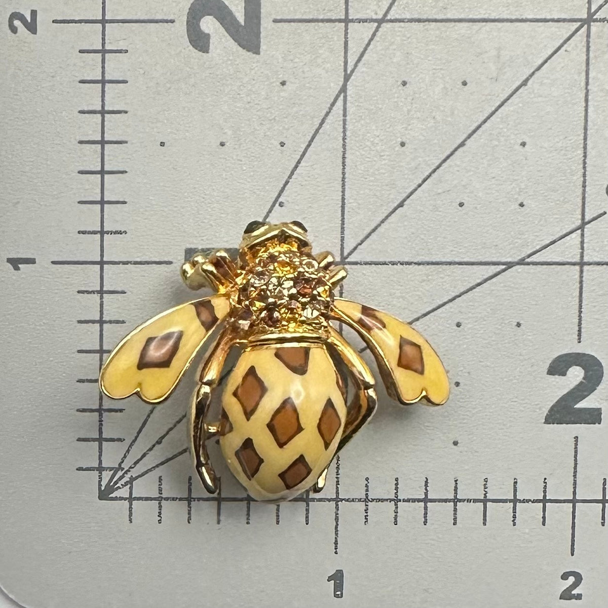Joan Rivers Joan of the Jungle vintage gold tone bumblebee rhinestones brooch