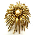 Marcel Boucher signed vintage gold tone real pearl 3D flower floral brooch
