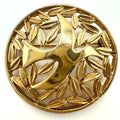 Michele Lynn signed vintage gold tone dove bird leaves round circular brooch