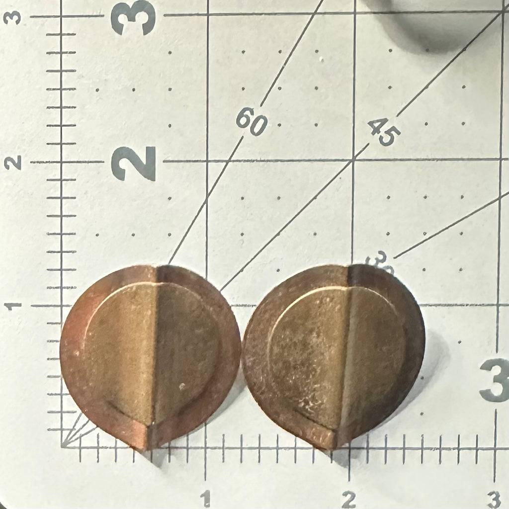 Vintage 1940s modernist solid copper brass round bent discs clip on earrings