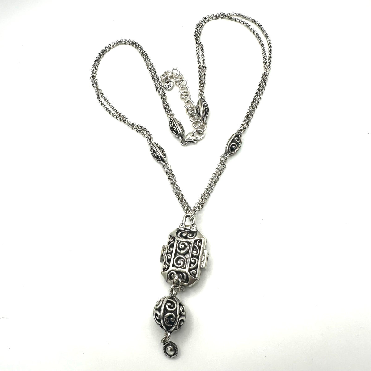 Brighton Compassionate Crystal silver plated double chain pendant necklace