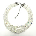 Vintage 3 triple strand clear AB aurora borealis glass beaded graduated necklace
