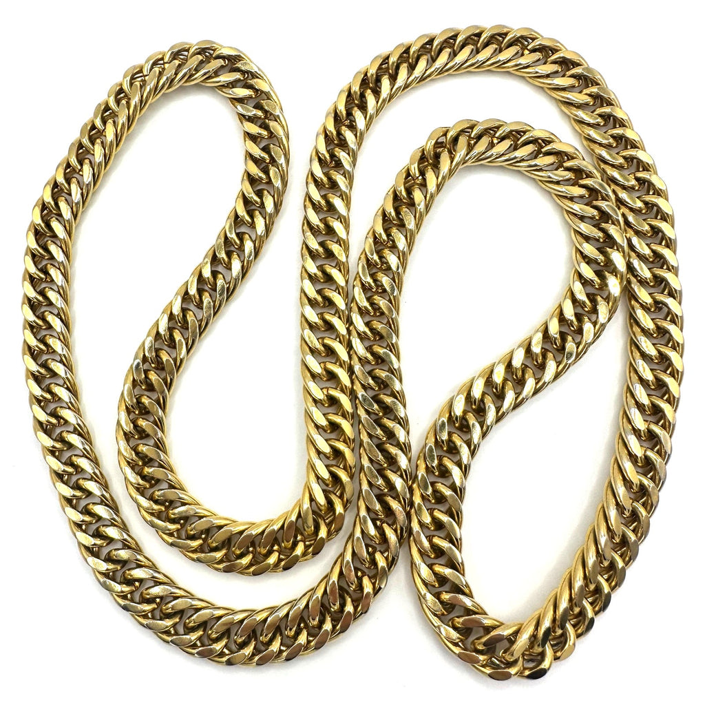 Vintage gold plated extra long 36" heavy 193g curb link unisex chain necklace