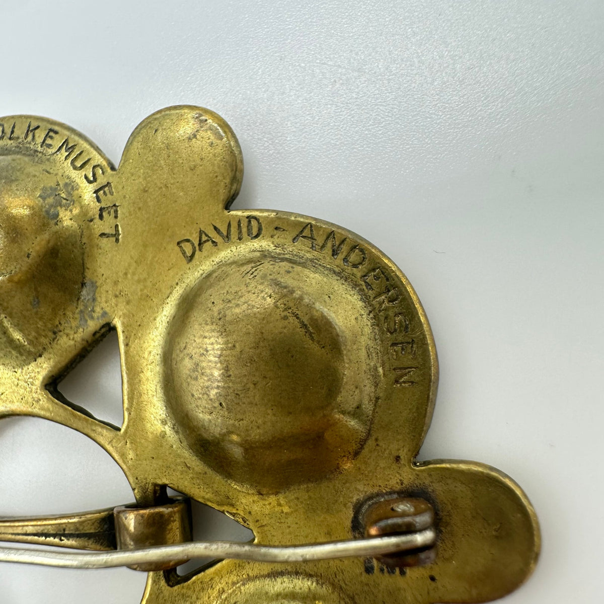 David Andersen Norwegian vintage gold tone brass jumbo modernist brooch pin