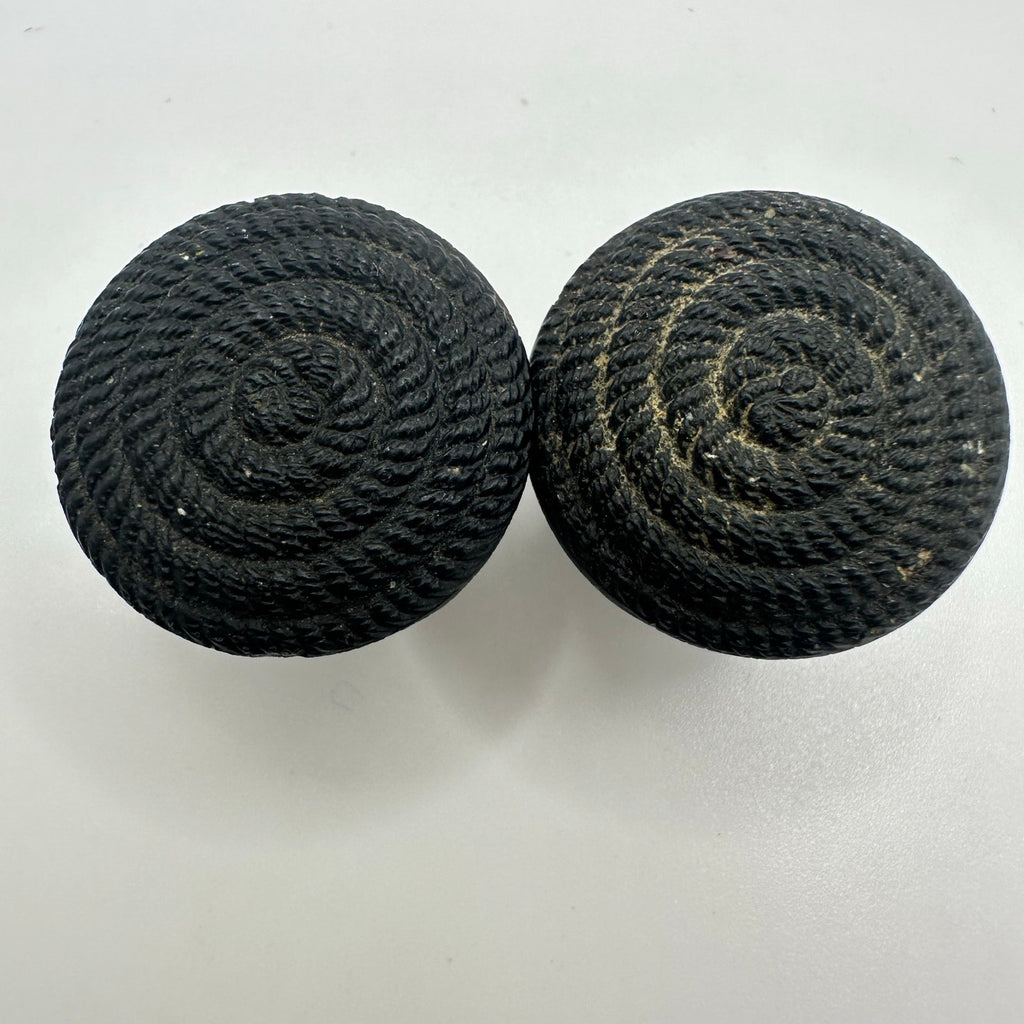 Antique Victorian gold filled black French jet glass mourning cufflinks buttons