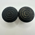 Antique Victorian gold filled black French jet glass mourning cufflinks buttons