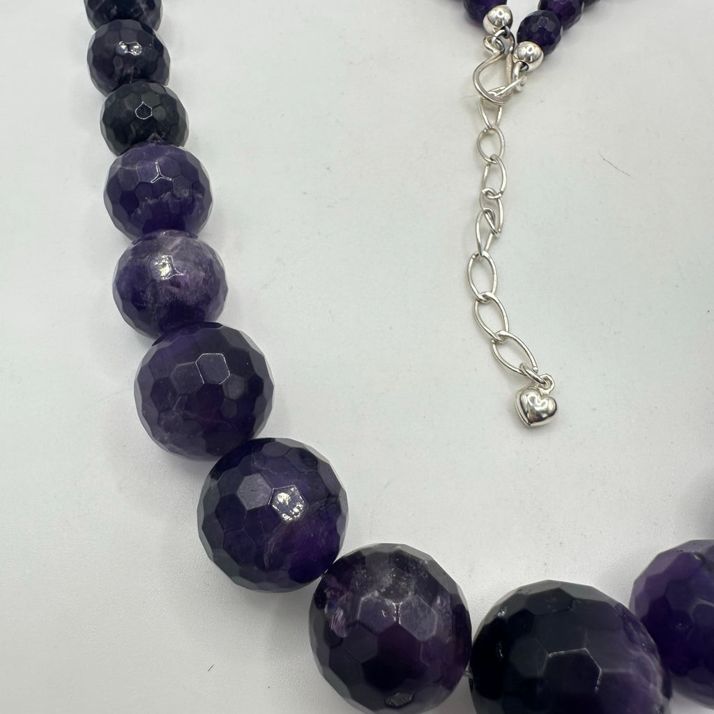 DTR Jay King 925 sterling silver genuine amethyst beaded graduated necklace