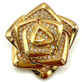 Rare Christian Dior 80s vintage gold plated clear crystals geometric rose brooch