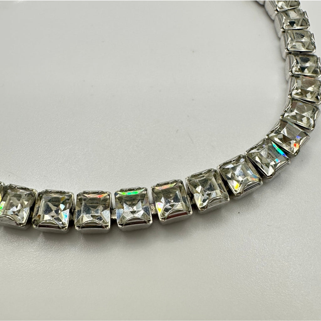 Swarovski clear princess cut Austrian crystals rhodium plated tennis bracelet