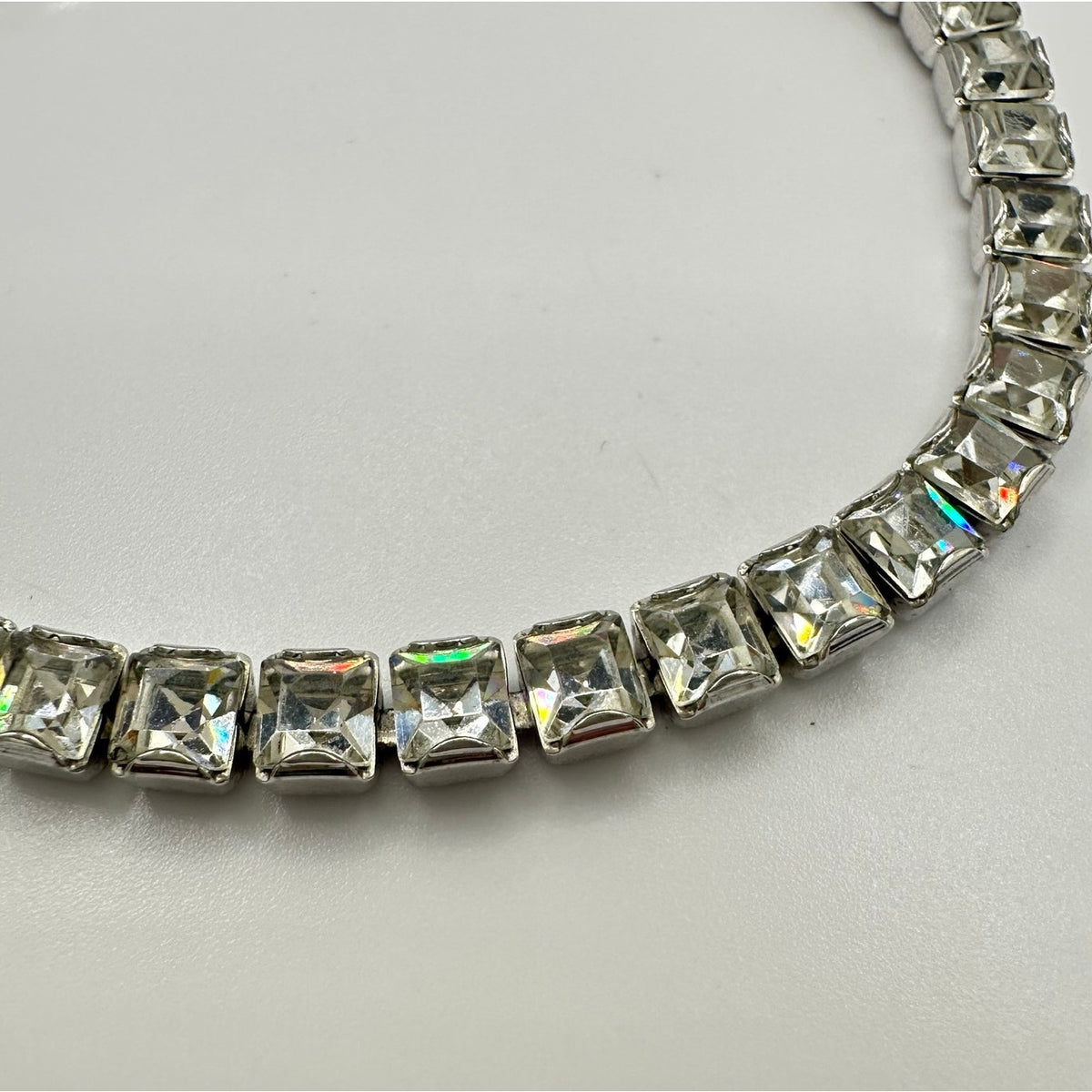 Swarovski clear princess cut Austrian crystals rhodium plated tennis bracelet